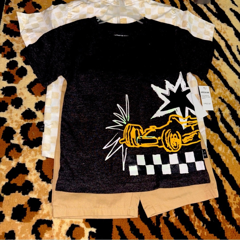 American Hawk Boys' shark 3-Piece Shorts Set Outfit 4T